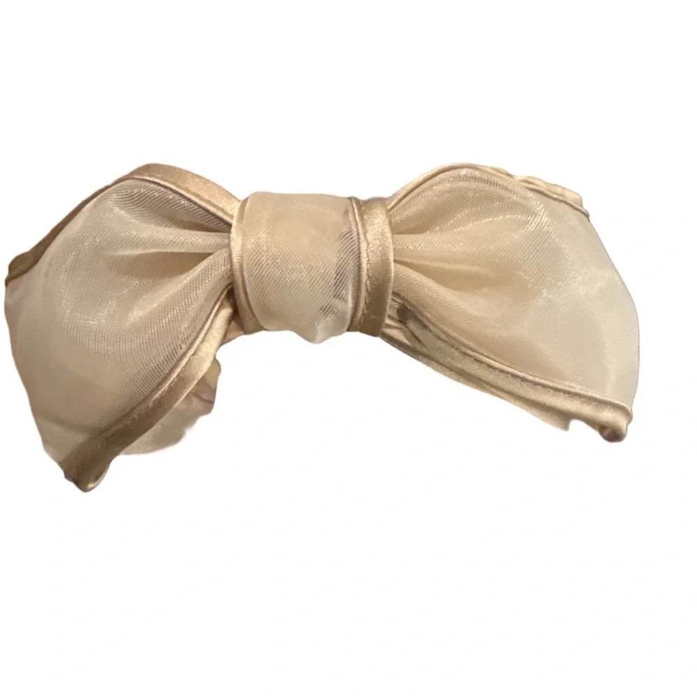 Claire's Satin Bow Headband in Champagne
